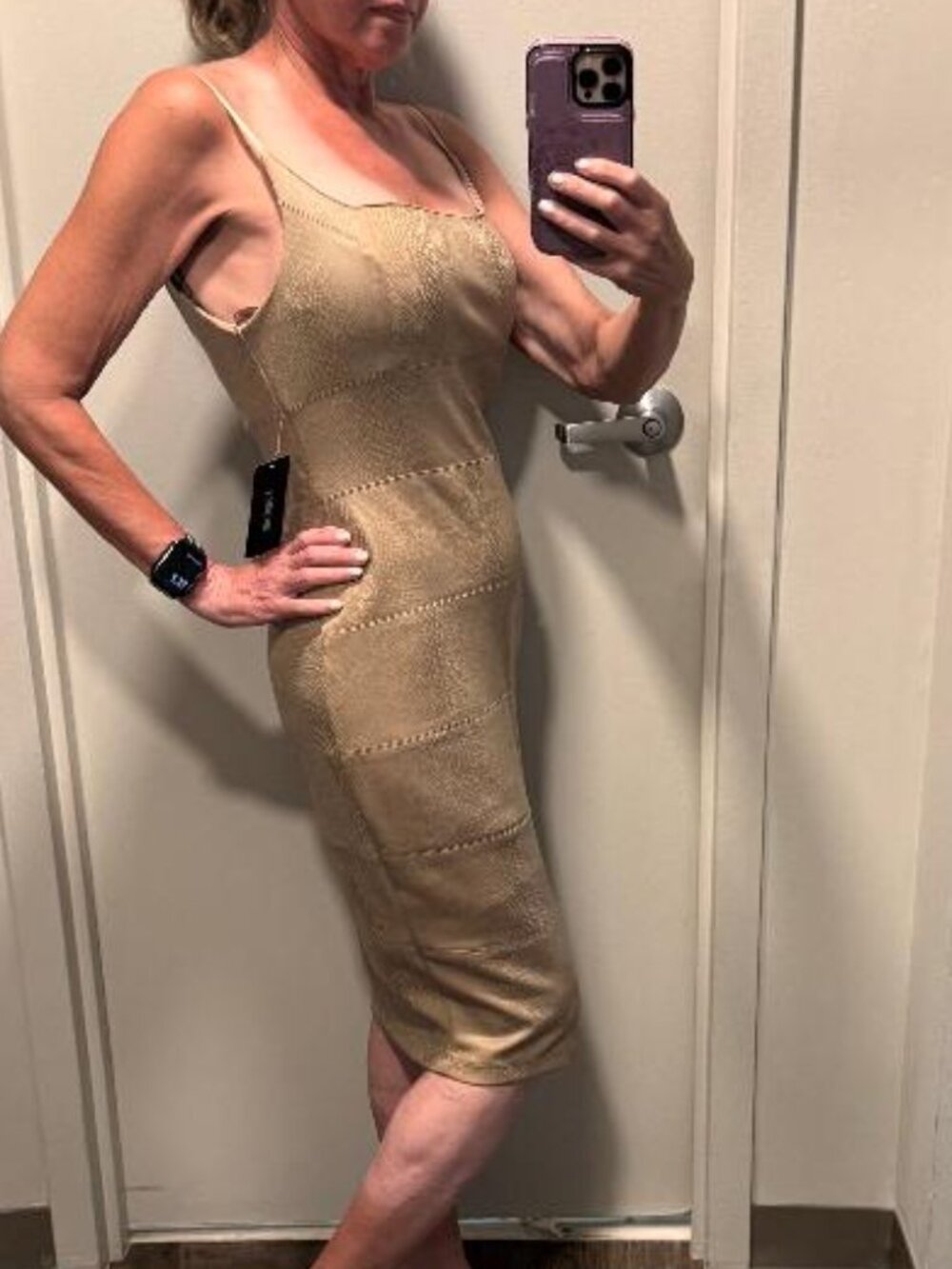Bebe Metallic Taupe Animal Print Bodycon Dress NWT Size M